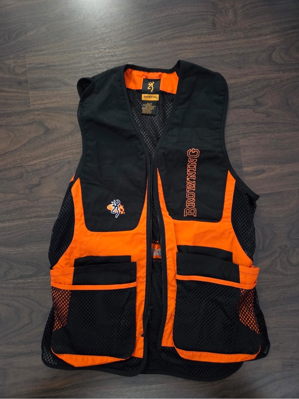 Browning Black and Orange Utility Vest with Front Pockets